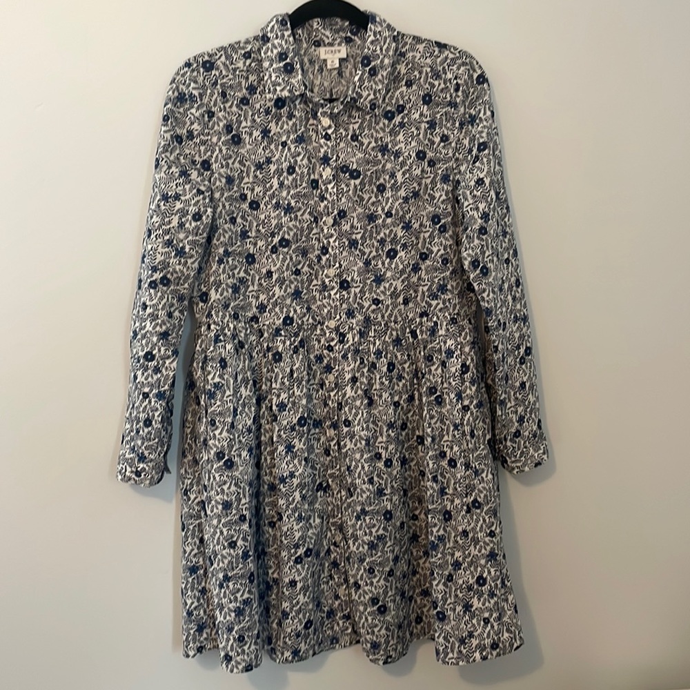 J. Crew Button Shirt Dress - Navy and Royal Floral